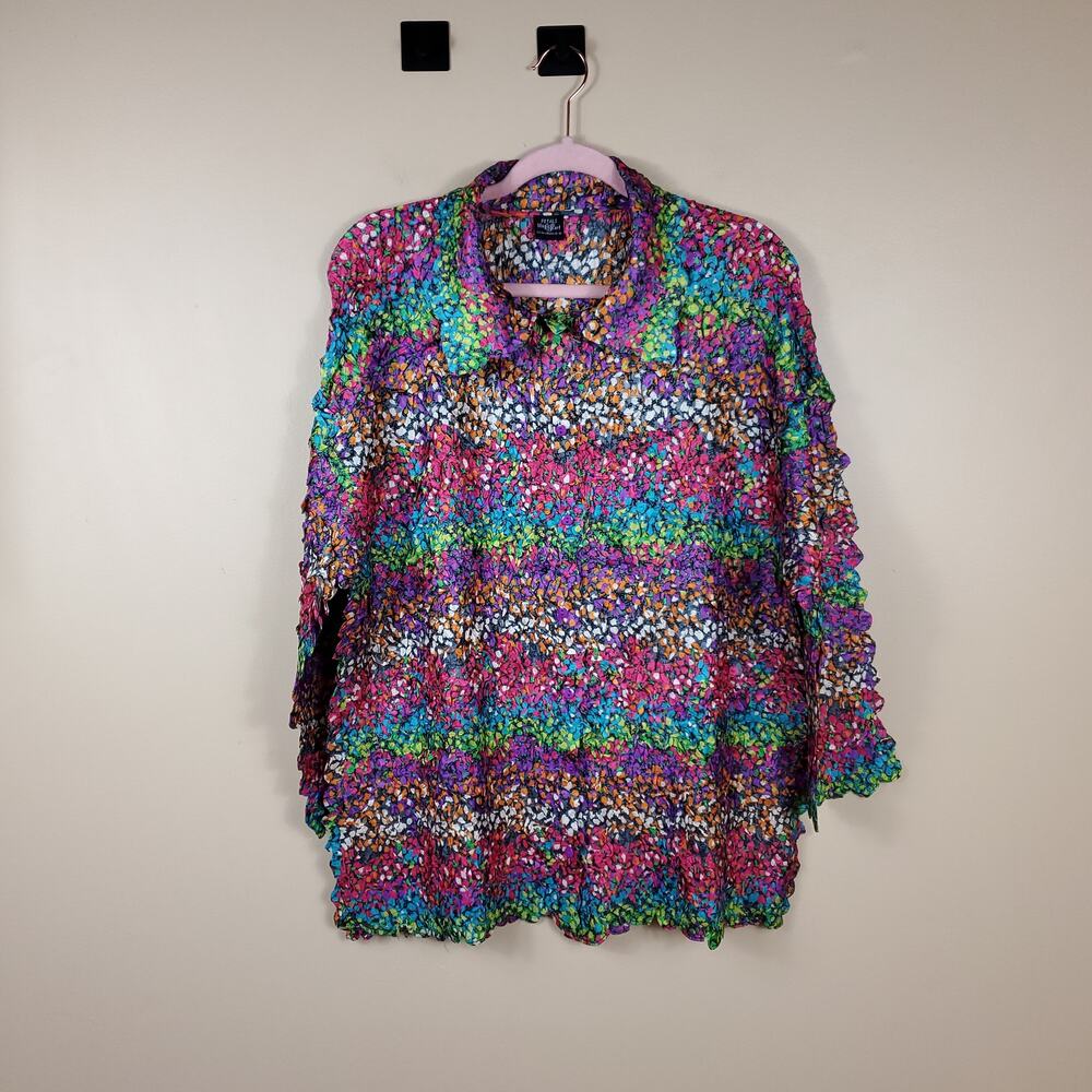 Magic Scarf Multi-Dots Jewel Tone Petal Blouse Plus Size OS
